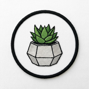Patch brodé bohème personnalisé, motif plante succulente verte, thermocollant, badges tissés pour vêtements et sacs à dos, vente en gros - Product Image 1