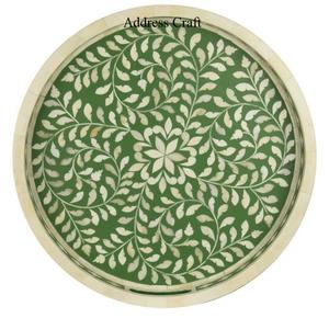 Vente en gros de plateau de service en incrustation d'os au design floral marocain, plateau de service de haute qualité fait à la main et écologique pour la maison, hôtel et restaurant - Product Image 5