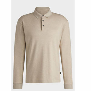 Polo blanc sans boutons à manches courtes et à ourlet côtelé coupe ajustée pour homme, léger, en coton coloré pour l'été avec logo personnalisé - Product Image 1