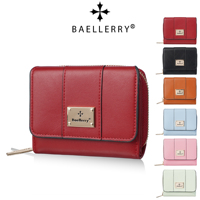 Dompet Wanita Baellerry, Dompet Pendek Mewah, Dompet Lipat Tiga dengan Resleting, Dompet Kulit PU Berkualitas Tinggi untuk Wanita