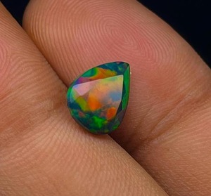 Black <b>Opal</b> Pear Cut Ethiopian Welo Red Fire <b>Opal</b> Natural Multi-Fire Faceted Loose Gemstone for Jewelry - Product Image 4
