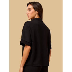 Women's Loose Half Zip Drop Shoulder T-Shirt Casual Short Sleeve Pullover <b>Top</b> Modern Streetwear Everyday Wear Eco-Friendly OEM - Product Image 3