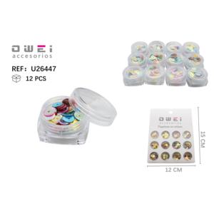 12-Piece Mixed Sizes <b>Nail</b> Decals Small Box Colorful & Shaped Transparent Reflective <b>Stickers</b> - Product Image 1