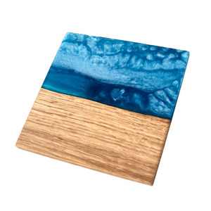 Ensemble de sous-verres en bois de résine avec support fait à la main cadeau unique personnalisé accessoires de table d'art de noël carré personnalisé - Product Image 2