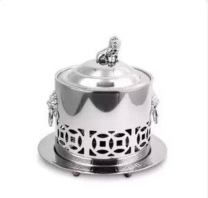 Cacerola martillada de acero inoxidable de alta calidad, olla caliente, perilla de Metal dorado de lujo, tapa personalizada, decoración para servir MESA DE BODA, venta al por mayor - Product Image 6