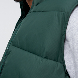 Venta caliente de encargo de los hombres de lona de la burbuja del chaleco del cuello del soporte logotipo frontal sin mangas de invierno cálido servicio del OEM - Product Image 4