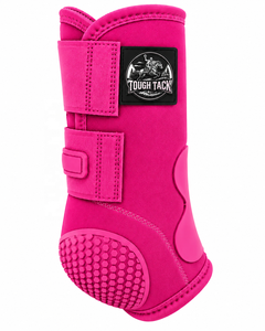 Protège-jambes pour chevaux Tough Tack en microfibre rose vif avec semelle Hex Grip pour l'équitation 2026 - Product Image 2