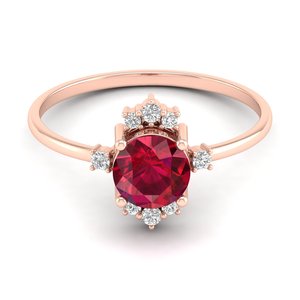 Anillo de Compromiso REYES con Gema de Rubí de Corte Brillante Redondo de Diseño Clásico de 0.84 Quilates en Plata de Ley 925, Joyería Fina con Moissanita - Product Image 6