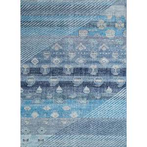 Erbe Blue Geometric Wool Hand Knotted <b>Rugs</b> Rectangle Puzzle Patchwork Design for Home Hallway Teen <b>Bedside</b>-Model GS-3103 <b>Rugs</b> - Product Image 1