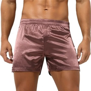 Ropa interior sexy para hombre Color sólido Pantalones cortos casuales Satén de seda Transpirable Homewear Trunks Hombre Suave Cómodo Loose Lounge - Product Image 4