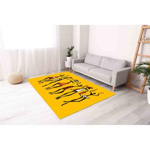 African Dancers <b>Rug</b>: Yellow Ethnic Decor, Non-Slip Carpet,<b>Chenille</b> <b>Rug</b> - Product Image 3