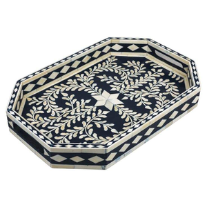 Plateau de service rond artisanal en os incrusté, style animalier, durable, pour cuisine, maison, hôtel, avec personnalisation, Inde - Product Image 5