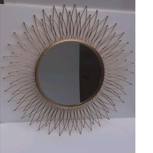 Espejo de Pared Redondo Art Deco de Metal con Diseño de Girasol, Vidrio de 4 mm de Grosor para Decoración del Hogar y Baño - Product Image 2