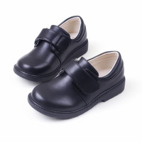 Chaussures d'uniforme scolaire pour garçons, sur mesure, en gros, OEM, entièrement noires, à fermeture auto-agrippante, antidérapantes, pour enfants, pour le campus