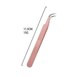 Juego de Pinzas de Precisión Profesionales de Acero Inoxidable Rosa con Mango Antideslizante para Extensión de Pestañas y Trabajos de Belleza Finos - Product Image 4