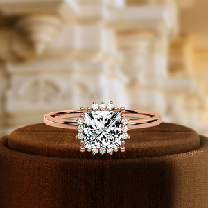 Anillo de Compromiso con Diamante Cultivado en Laboratorio de 1 Quilate, Estilo Halo, Anillo de Boda, Anillo de Boda con Certificado IGI, Anillo Nupcial - Product Image 1