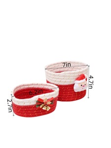 Cesta de Macramé Navideña Hecha a Mano, Organizador de Almacenamiento Festivo, Decoración Elegante para el Hogar, Perfecta para Regalos y Uso Festivo, de la India - Product Image 5