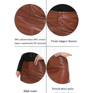Jupes en cuir véritable de couleur unie pour femmes, confortables, durables et élégantes pour le bureau et les soirées - Product Image 6