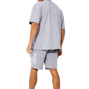 Conjunto Deportivo de Verano para Hombre, Dos Piezas, Venta al Por Mayor, Informal, Transpirable, de Secado Rápido, Personalizable, Camiseta y Pantalones Cortos de Algodón, Diseño Liso - Product Image 4