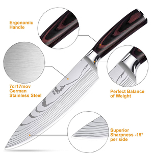 Cuchillo de chef afilado forjado hecho a mano, cuchillo de cocina de hoja afilada Premium profesional de acero de Damasco de Pakistán, mango de madera - Product Image 2