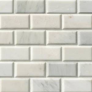 Mosaico de Mármol Blanco Griego 12x12 Pulgadas, Biselado, Tipo Subway, Pulido, 8mm de Grosor, Resistente al Agua, para Paredes Interiores de Sala de Estar - Product Image 1
