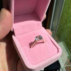 Bague Solitaire Unisexe en Or Massif 14K de Haute Qualité avec Accent Aigue-marine et Diamant, Pierre de Naissance de Mars, pour Fiançailles et Mariage, Vente en Gros - Product Image 2