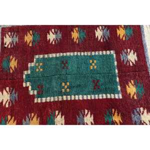 พรมขนาด 3.6x4.8 ฟุต, พรมวินเทจตุรกี, พรมขนสัตว์สีแดง - Product Image 4