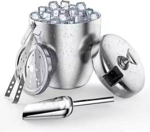 ที่ใส่ขวดไวน์พร้อมฝาและที่ตัก ทำจากเหล็กขัดเงาสีเงิน ใช้สำหรับแช่แชมเปญและเครื่องดื่มในงานปาร์ตี้ - Product Image 6