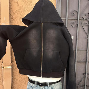 Sudadera con Capucha Extra Grande de Algodón Grueso con Cierre, Estilo Vintage Lavado y Decolorado por el Sol, Personalizada para Hombre - Product Image 4