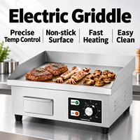 Grill électrique professionnel à plaque plate, grande surface de cuisson 3000W, en acier inoxydable, Teppanyaki de comptoir avec contrôle de température pour restaurant