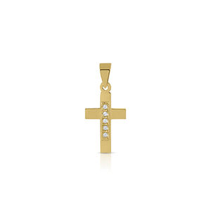 Colgante religioso de oro rosa con piedras CZ, colgante de Cruz Chapado en rodio, Diamante de oro blanco, piedra principal, colgantes finos de platino - Product Image 1