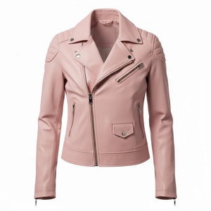 Veste de moto en cuir véritable rose pour femmes, sur mesure, vente en gros, prix d'usine, style motard authentique, manteau pour femmes, service OEM ODM - Product Image 2