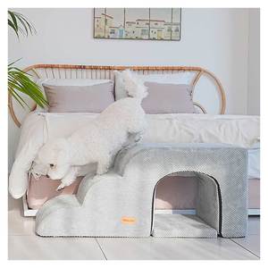 [AllmioPet] Escalier pour animaux de compagnie de style grotte à 3 marches, gris AMP C3 GR, 3 en 1, sûr et confortable, pour chien, chat, escalier pour animaux de compagnie pour canapé, lit, escalade - Product Image 3