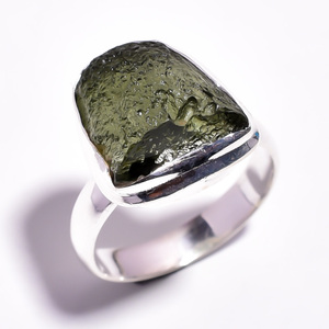 Anillo de moldavita natural brillante boda especial 925 plata esterlina joyería al por mayor anillos de plata fina hechos a mano artesanales - Product Image 1