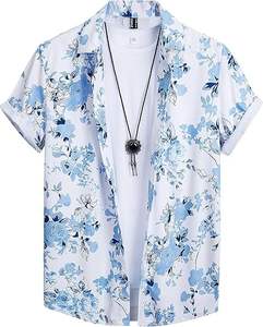 Conjunto de Camisa de Cuello Cubano y Pantalones Cortos de Playa Casuales para Hombre de Alta Calidad, Estampado de Palmeras, Tela Suave, Estilo Hawaiano - Product Image 2