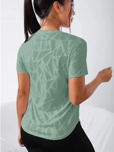 Camisetas de poliéster Spandex para mujer, nueva camiseta de manga corta con cuello redondo de tela de verano para mujer - Product Image 6