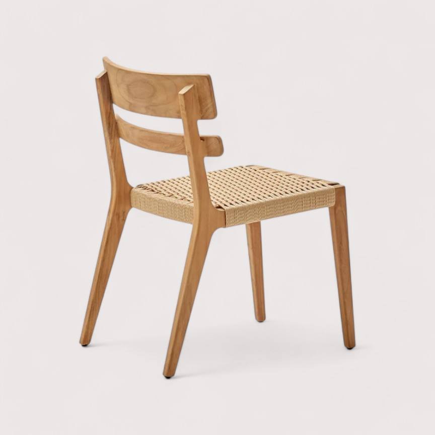 Natural Fine Sanded Teak with Synthetic Rope no Cushion