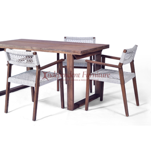 Juegos de comedor al aire libre marrón rústico de madera de teca maciza para Cafetería Restaurante Jardín de playa al aire libre - Product Image 6
