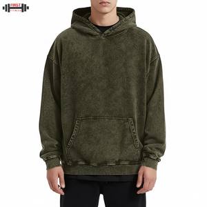Sudaderas con capucha de invierno con estampado bordado lavado ácido personalizado, sudaderas lisas para hombre, tela polar hecha a medida en blanco - Product Image 1