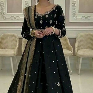 2022 elegante bordado vestido hasta el suelo cuentas de cristal botón encaje Dabka lentejuelas para bodas fiestas Natural lavable - Product Image 1