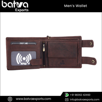 Dompet Kulit Asli Lipat Dua Desain Modern Stylish untuk Pria, Lapisan Katun, Vintage, Pendek, RFID, Siap Bepergian, Logo Custom