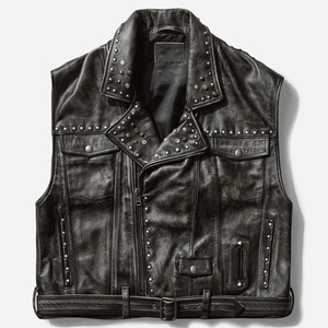 Chaleco de motorista de colores personalizados para hombre, Chaleco de Hip Hop de piel sintética, chaleco Punk, botón de cuerno, estilo informal suelto de talla grande - Product Image 1