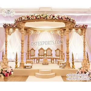Maharani Wedding Avni Design Mandap Atractivo estilo tradicional FRP Mandap Aspecto de madera Fibra Bodas indias Decoraciones EE. UU. - Product Image 1