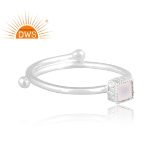 Best Quality Fine Sterling Silver Natural Rainbow <b>Moon</b> Stone Gemstone Stackable <b>Ring</b> Custom Jewelry Manufacturer - Product Image 2