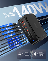 Support de chargeur USB intelligent super rapide à 8 ports Station de chargeur de bureau USB multiple pour accessoires de téléphone, montre et ordinateur portable