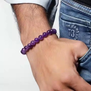 Bracelet perlé d'améthyste de qualité supérieure bijoux en cristal unisexe réglables pour la guérison spirituelle pour l'exportation - Product Image 2