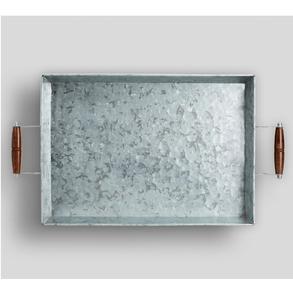 Plateau de service rectangulaire en métal galvanisé avec poignées pour la maison et l'hôtel Plateau de service pour aliments et boissons - Product Image 2