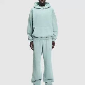 ชุดวอร์มผ้าคอตตอนไซส์ใหญ่สำหรับผู้ชาย, ชุดเสื้อฮู้ดกีฬาเสื้อกางเกงวิ่งแฟชั่น100% - Product Image 1