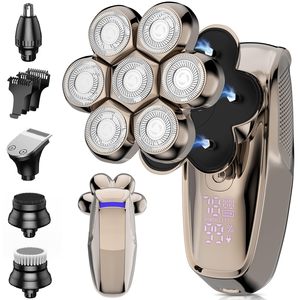 Kit de rasoir électrique rechargeable pour hommes chauves, tondeuse à cheveux humide/sèche, lame rotative, tondeuse à nez étanche IPX7, alimentation USB - Product Image 2