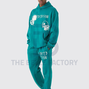 Conjunto de chándales de cuello redondo de algodón 100% de alta calidad para hombre, Jersey frontal, chándal de invierno, logotipo sólido, transpirable, precio al por mayor - Product Image 1